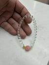 White crystal single-ring bracelet, pink Bodhi lotus accessories, and yellow and green agate embellishments Item Picture